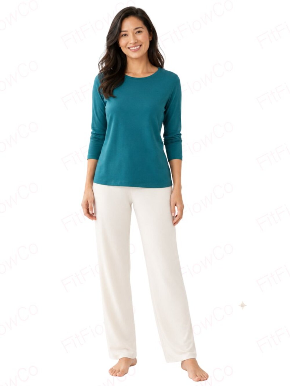 Hanes Comfort Sleep Teal Long Sleeve Pajama Top Women M NWT Soft Stretch
